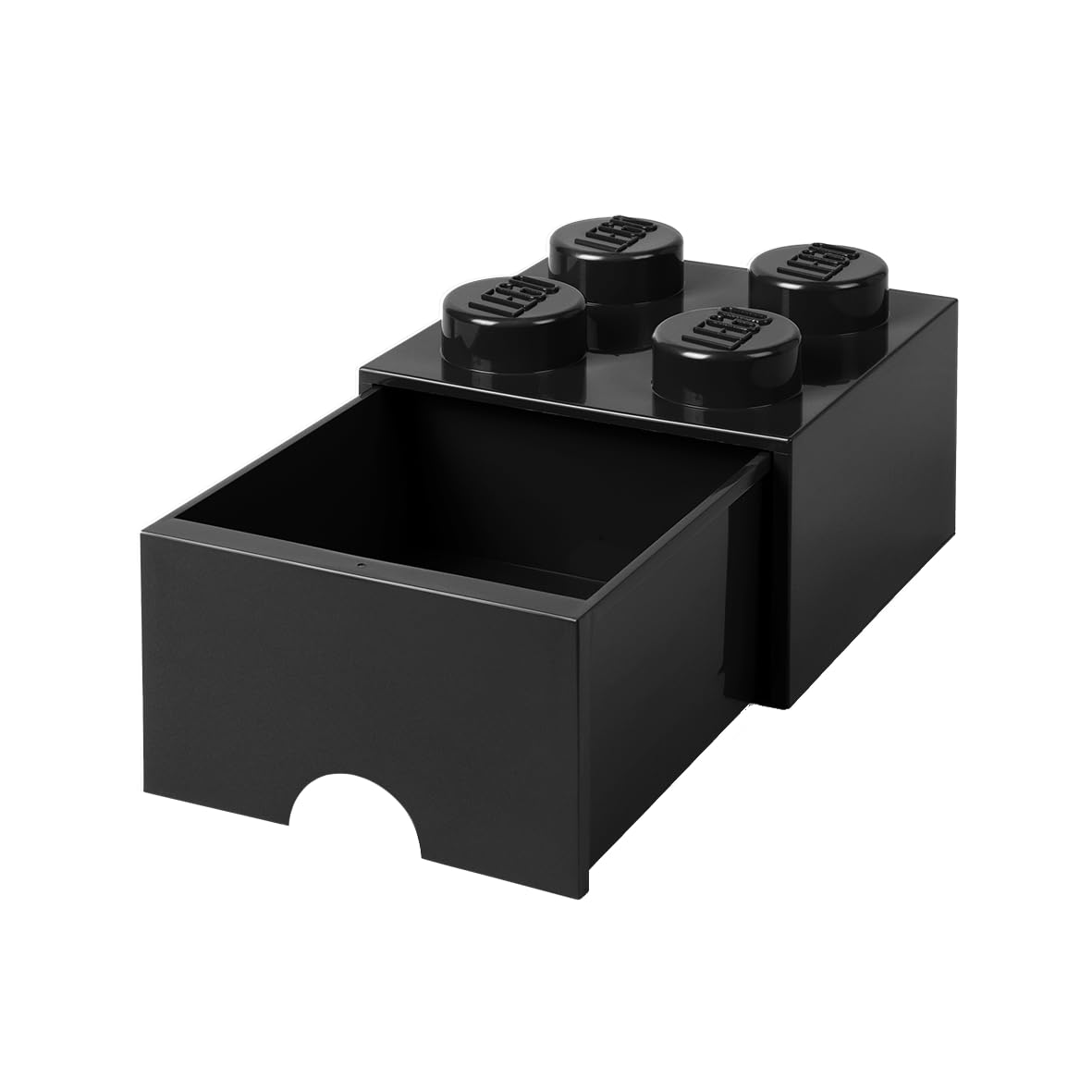 LEGO Brick Drawer, 4 Knobs, 1 Drawer, Stackable Storage Box, Black