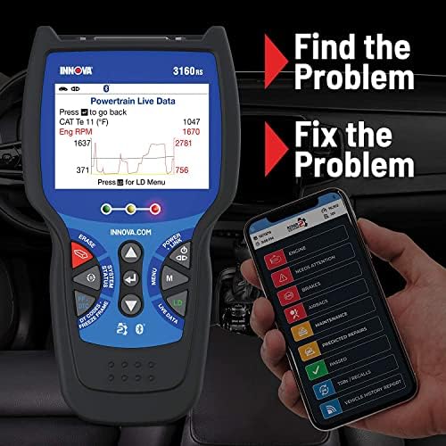 INNOVA 3160RS OBD2 Scanner, ABS Brake Bleeder, ABS SRS Engine Transmission Diagnoses, Clear Trouble Codes, Car Battery Tester & Alternator Tester