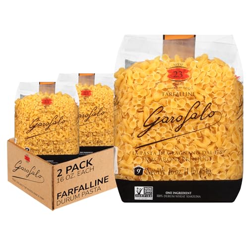 Garofalo - Premium Durum Wheat Semolina Farfalline Pasta, Italian Made, Bronze-Drawn, Al-Dente, One-Ingredient Pasta (2 pack)