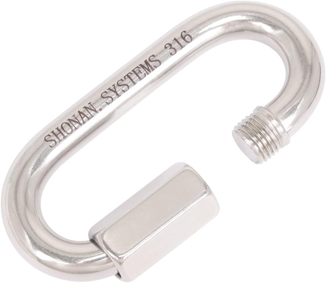 SHONAN Heavy Duty Marine Chain Quick Links, Stainless Steel Chain Connectors, Corrosion Resistant Locking Carabiners