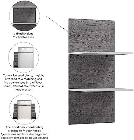 Bestar Cielo Floating Shelves, 20-inch Bark Gray and White Wardrobe Shelving for Walk-in Closet, Bedroom, Guest Room