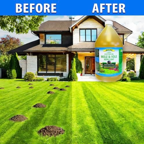 Nature's MACE Mole and Vole Mace, Mole Deterrent for Yard, 1 Gallon, 100% Pure Castor Oil, Lawns, Mole Repellent, Stop Tunneling, Mole Remover Treatment, Castor Oil Repellent, People, Pet, Plant Safe