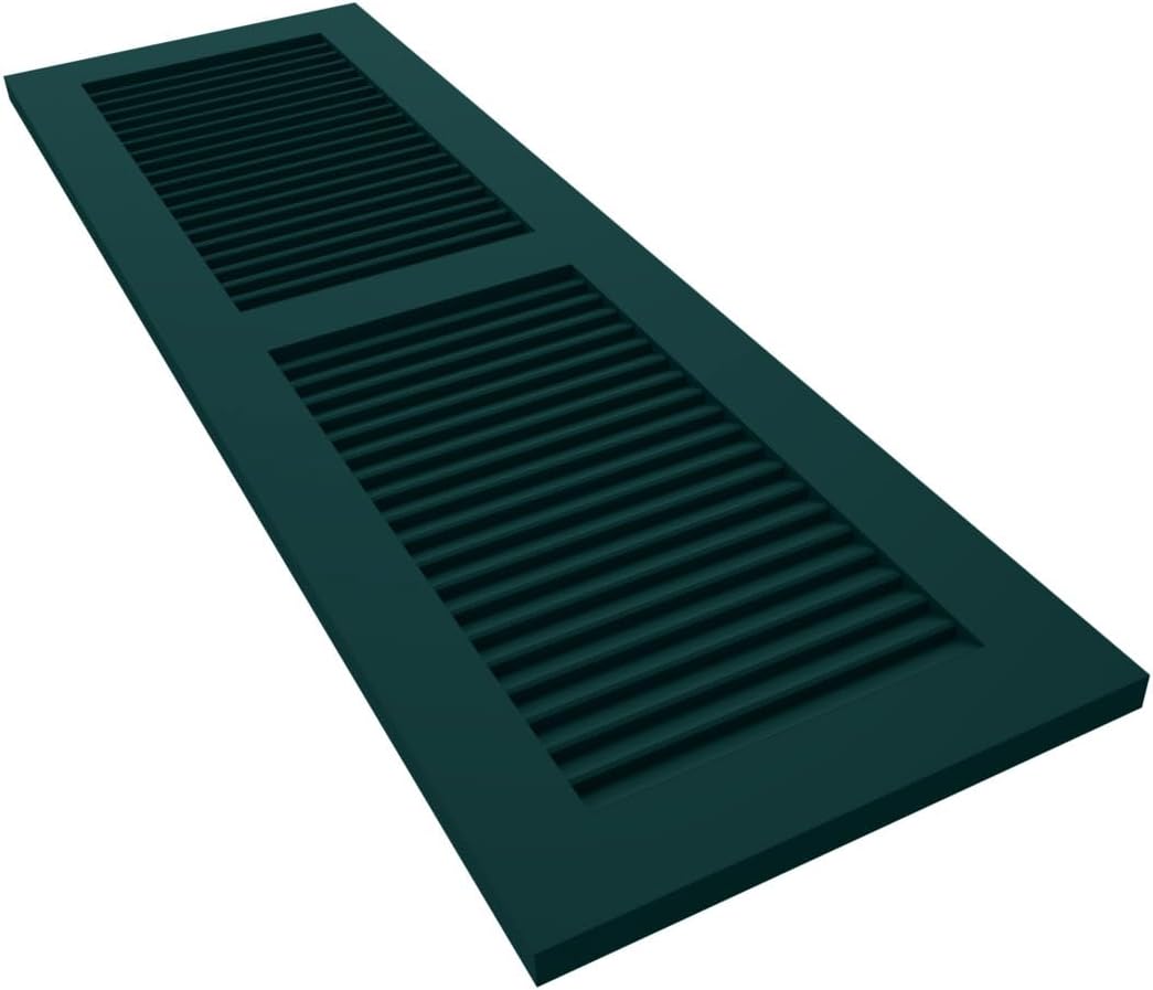 18"W x 60"H True Fit PVC Two Equal Louver Shutters, Unfinished (Per Pair - Hardware Not Included)