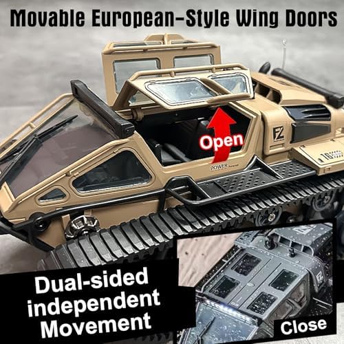 XINGRUI 1:18 RC Military Truck, 50 Min Playtime Remote Control Car, 2.4Ghz 4WD Off-Road Vehicle, All Terrain Toy with LED Lights, Gift for Boys Girls Ages 6+