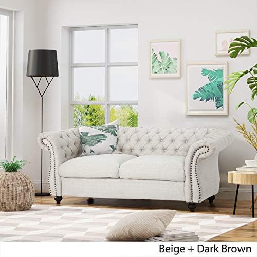 Christopher Knight Home Karen Traditional Chesterfield Loveseat Sofa, BlackBerry and Dark Brown, 61.75 x 33.75 x 27.75