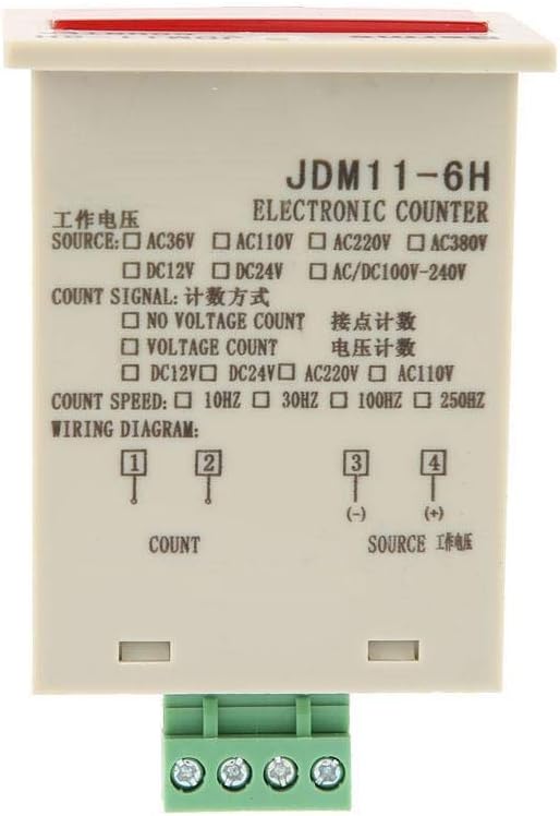 Hilitand 6 Digit Electronic Counter, JDM11-6H, Black, DC 12V/24V/36V