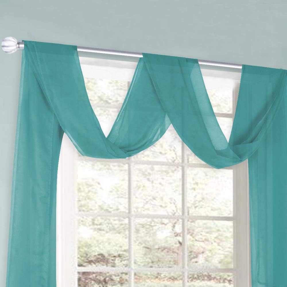 HUTO Light Pink Sheer Window Scarf Valances for Girls Room Sheer Soft Voile Curtain Scarves for Wedding Party 216 Extra Long