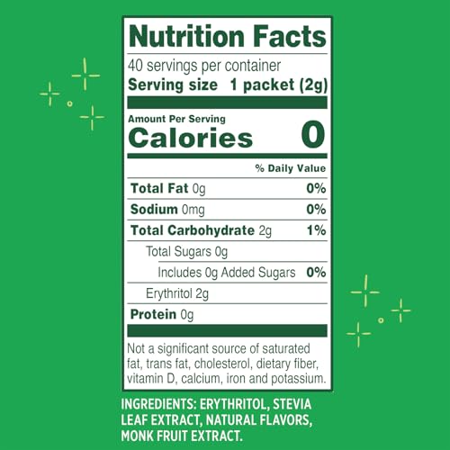 Whole Earth Sweetener Co. NATURE SWEET Stevia & Monk Fruit Sweetener, Erythritol Sweetener, Sweet Leaf Stevia Packets, Sugar Substitute, Natural Sweetener, 80 Count