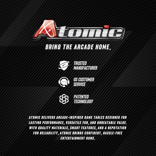 Atomic Azure LED Foosball Table – Light Up Arcade Style Table with In-Rail LED Lighting, Music, Electronic Scoring, Glow Foosball