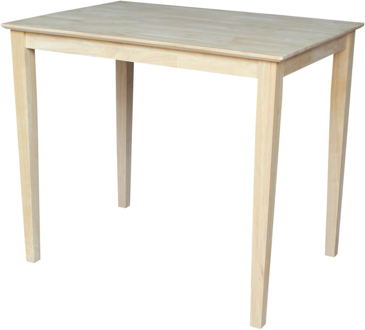 International Concepts Table Top Solid with Wood Bar Height Shaker Legs, 30 by 48-Inch, Unfinished