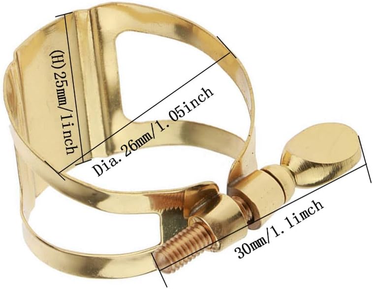 Jiayouy Brass Sax Ligature Alto Saxophone Mouthpiece Ligature Fastener - Gold Plated