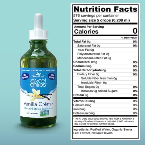 SweetLeaf Stevia Drops Liquid Sweetener, Vanilla Creme - 2 Fl Oz, Pack of 2 | Sweet Drops, Organic Stevia Leaf Extract, Zero Calorie, No Erythritol