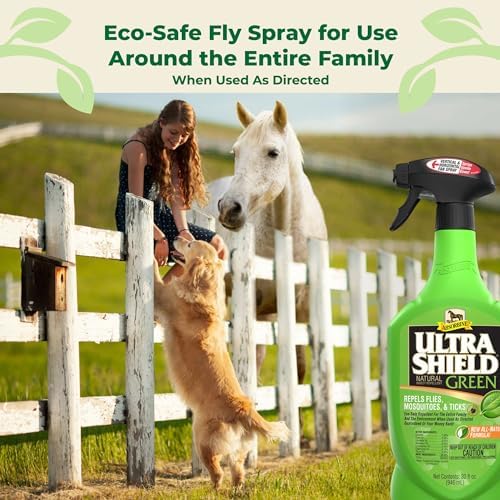 Absorbine UltraShield Green Natural Insect Repellent, 128 fl oz Gallon | Use on Horses & Dogs, Botanical Essential Oils, Daily Use, Repels 70+ Species Including Flies, Mosquitoes, Gnats & Ticks