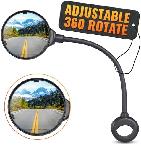 2 Pcs Bike Mirror Handlebar Mount, Convex and 360° Adjustable View