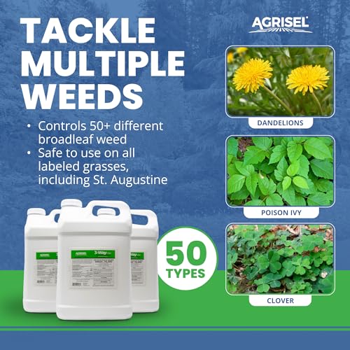 Agrisel 3 Way Max Weed Killer, Eliminate 50+ Weeds, Pet Safe, 128 Ounces | Safe on Grass, Weed Spray, Low Odor, Easy Mixing