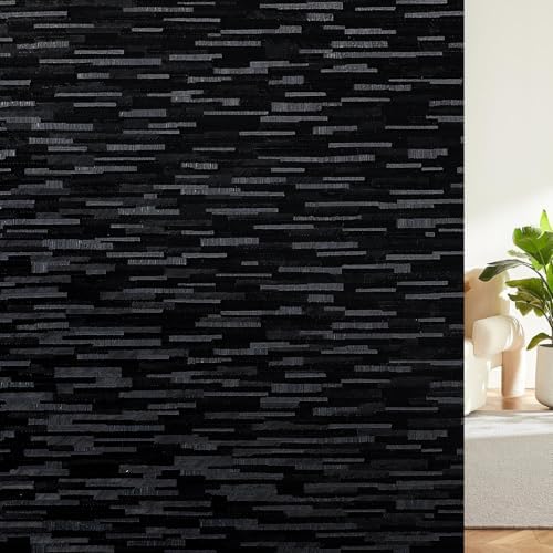 Haton Window Privacy Film, Frosted Stripe Non-Adhesive, 17.5" x 78.7"