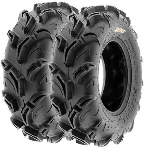Set of 4 SunF Warrior AT Mud & Trail 25x8-12 Front & 25x10-12 Rear ATV UTV Off-Road Tires, 6 PR, Tubeless A048