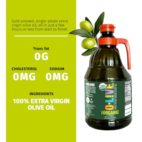 O-Live&Co. Premium USDA Organic Extra Virgin Olive Oil - First Cold Pressed EVOO - Phenolic Rich - Single Origin - Early Harvest - Versatile Oil Cooking & Dressing - 1L