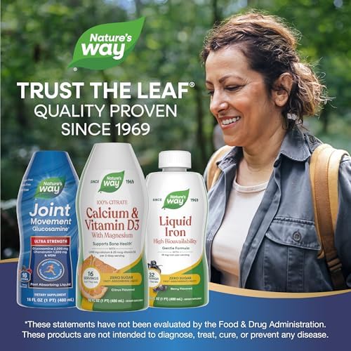 Nature's Way Calcium & Vitamin D3 with Magnesium Liquid, 16 Fl Oz | Fast-Absorbing Liquid Calcium