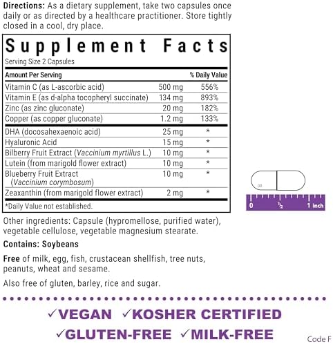 Bluebonnet Nutrition Eye Care Macular & Blue, Eye Health & Blue Light Support*, Vegan, Kosher-Certified, Gluten-Free, Dairy-Free