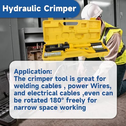WFLNHB 16 Ton Hydraulic Wire Cable Lug Terminal Crimper Crimping Tool with 11 Dies YQK-300 Fit for for Welding Cables