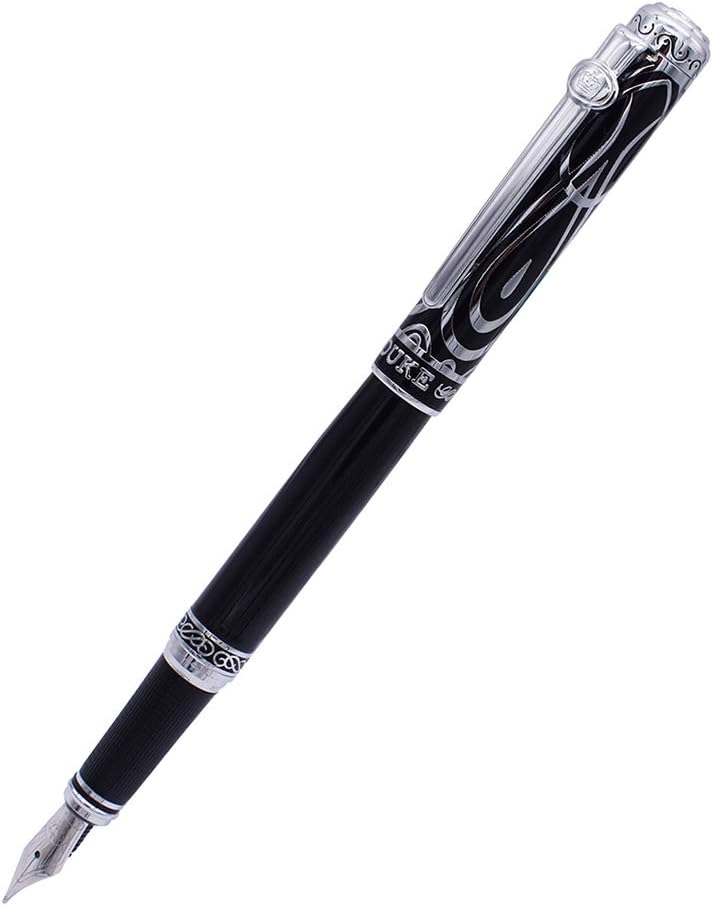 Duke Fude Nib Fountain Pen Medium to Broad Nature Mother Pearl on Cap with Pen Pouch sketching Art Drawing Signature Calligraphy Pen Case Set