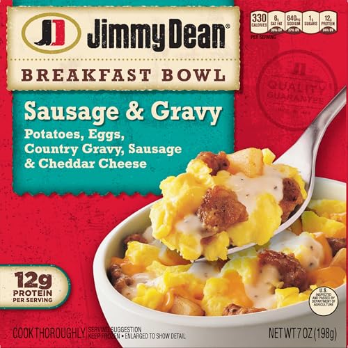 Jimmy Dean Country Gravy Sausage and Cheddar Potatoes and Egg Breakfast Bowl, 7 Ounce -- 8 per case.