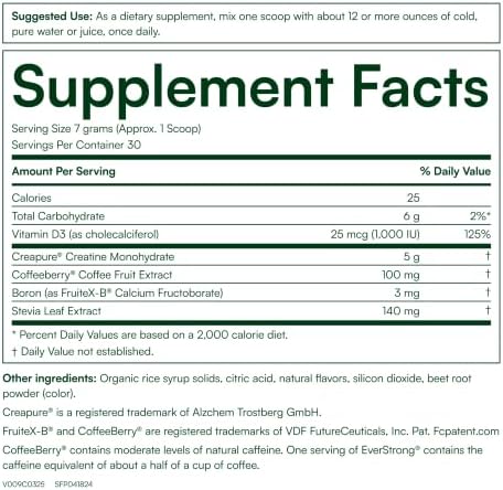 Purity Products EverStrong Powder from Muscle Matrix Blend - Creapure Creatine - Boron (FruiteX-B PhytoBoron) - CoffeeBerry Extract - Boosted with