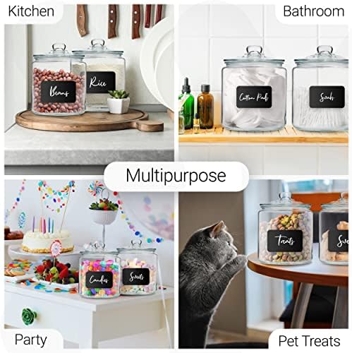 Le’raze 3pc Canister Sets for Kitchen Counter + Labels & Marker - Glass Cookie Jars with Airtight Lids - Food Storage Containers with Lids