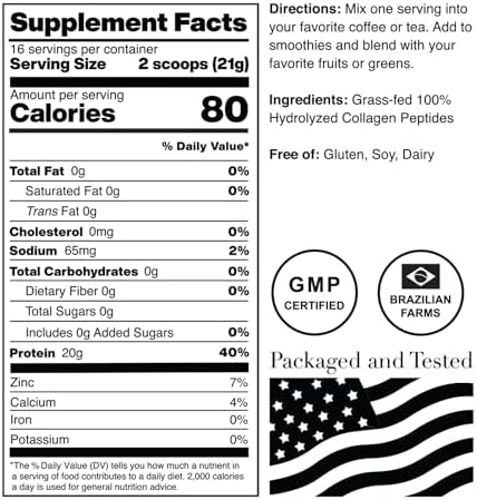 Norcal Organic Hydrolyzed Collagen Peptides, Grass-Fed, 20g Protein, 12oz