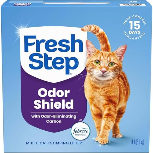 Fresh Step Odor Shield Multi Cat Clumping Cat Litter, 14 lb. | Febreze Freshness, Odor Shield with Ammonia Block Technology, Low Dust
