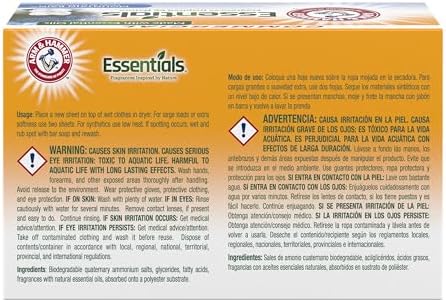 Arm & Hammer Essentials Fabric Softener Sheets-Mountain Rain-144ct