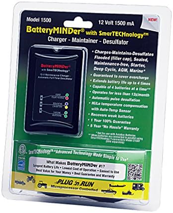 1500 12V-1.5A Smart Trickle Charger, Battery Maintainer, and Battery Desulfator - for Winter and Long Term Storage