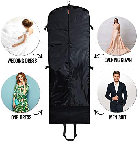 Trifold 66 Inch Women Travel Garment Bag With 7 pockets | Extra Long Wedding Dress, Formal, Evening, Ball Gown | Hanging, Breathable
