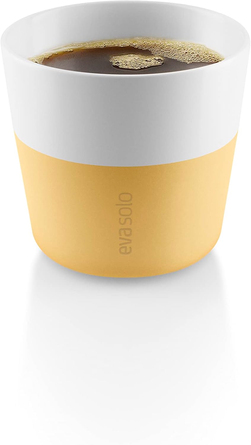 Eva Solo | 2 Lungo Tumbler Mugs | 8 oz Porcelain Coffee Cup Tumblers with Silicone-coated Grip | Danish Design, Functionality & Quality | Black