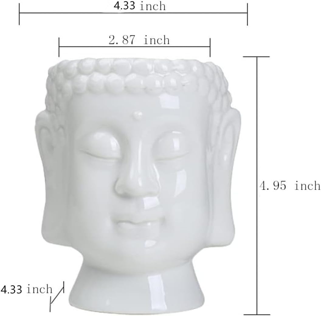 Buddha Head Planter Ceramic Flower Pot Planters for Home Garden Ofiice Desk Decor