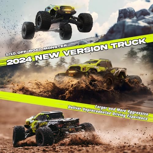 AMORIL 1/10 RTR Brushless Fast RC Cars for Adults, Max 50mph Hobby Electric Off-Road Monster Truck