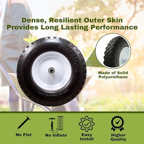 Marathon 00047 16" Knobby Flat Free Wheelbarrow Tire