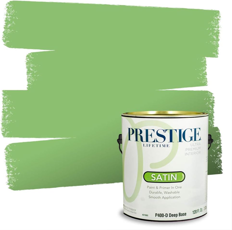 PRESTIGE Paints Exterior Paint and Primer In One, 1-Gallon, Semi-Gloss, Comparable Match of Sherwin Williams* Electric Lime*