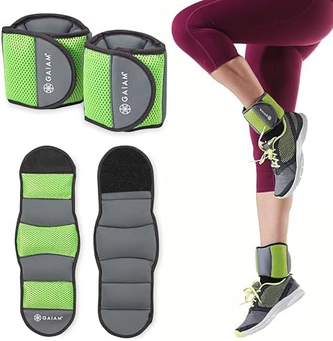 Gaiam Ankle Weights, Wearable Bracelet to Strengthen, Tone & Sculpt, Adjustable Ankle Weights for Women & Men for Yoga, Dance, Pilates, Barre, Cardio
