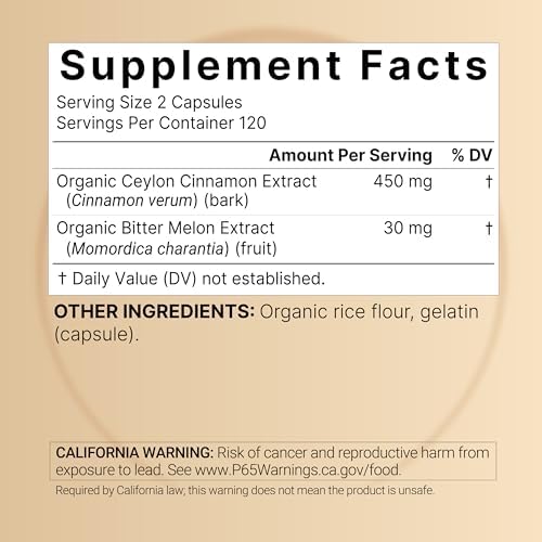 NatureBell 2 Pack Ceylon Cinnamon with Bitter Melon, 240 Capsules | Made with Organic Sri Lanka Ceylon Cinnamon and Organic Bitter Melon | Non-GMO