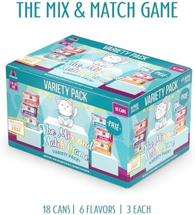 Weruva Wet Cat Food, The Mix and Match Game Pate Variety Pack, 3oz Can, Pack of 18