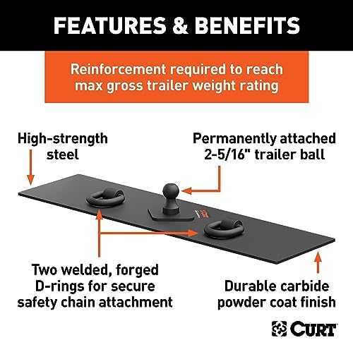 Curt Manufacturing 65500 Flat Hitch Plate 13 in X 48 in W/2 1/2 in Welded D-Rings