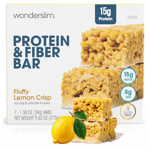 Wonderslim High Fiber Protein Bars, Low Calorie Snack – Fluffy Nutter, 7ct | 15g Protein, 7g Fiber – Gluten-Free, Low Sugar, Protein Snack Bars for Hunger & Craving Control, Weight Management Support