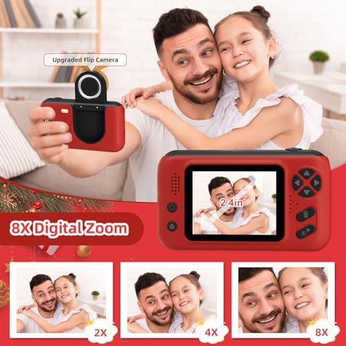 Makolle Camera for Kids, Portable Travel Camera for Childrens Age 3-8, Blue | Flip Up Lens, Drop Proof, With Tripod, Long Battery Life, SD Card Included, Birthday Gifts for Boys and Girls Age 3-12