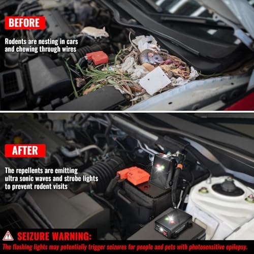Battery Operated Ultrasonic Under Hood Rodent Repellent for Cars | Pack of 2