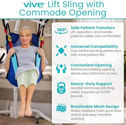 Vive Patient Lift Sling with Opening (400lb Capacity) - Lifting Aid Straps