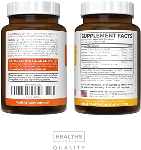 Vitamin C Immune Support Supplement - Immune Boost Blend with Elderberry Vitamin C and Zinc for Daily & Seasonal Support - Magnesium Zinc Vit C & D