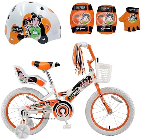Titan Girls BMX Bike for Kids Ages 4-7, 16-Inch Wheels, 9-Inch Frame, Training Wheels, Toy Seat, Doll Basket, Streamers, First Bike, Princess Bicycle, Gift for Girls