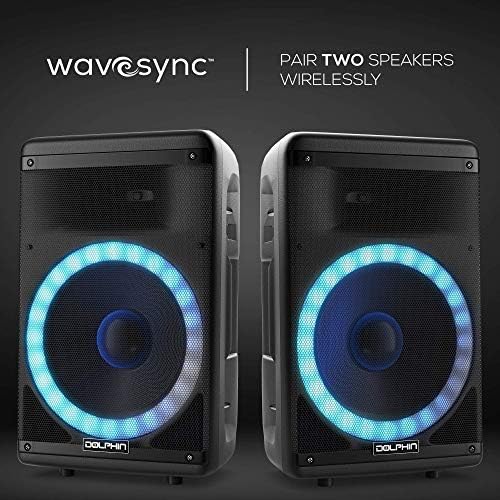 Dolphin Bluetooth Party Speaker with Wired Microphone, 15" Woofer | 3600W Output, WaveSync Pairing, LED Lights, USB, SD, TF & AUX Inputs
